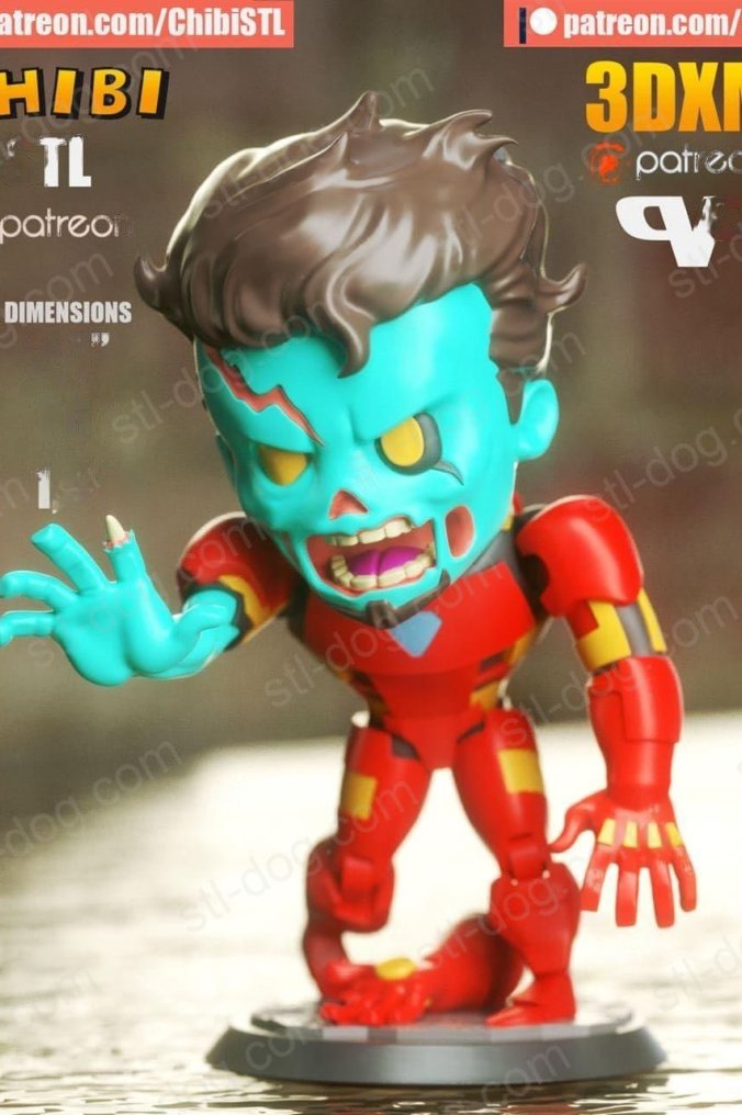 卡通僵尸钢铁侠(Zombie Iron-Man Chibi)3D打印图纸